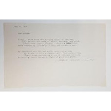 Sea-Memory by Clark Ashton Smith (Typed, hand-corrected) Poetry Signed 1917